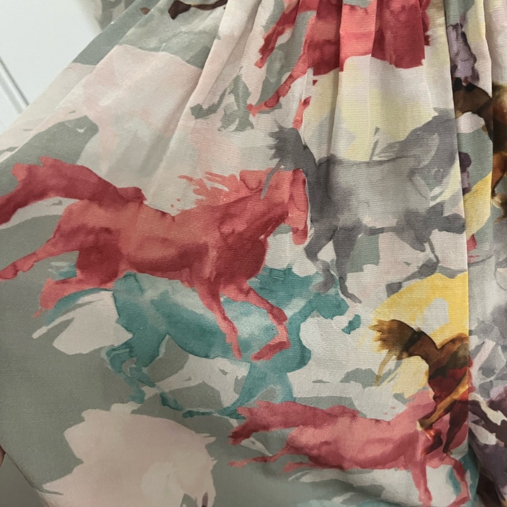 Jumpsuit Horse Print Watercolor, Sz M, Cotton&Silk, Exquisite Drape by Ainsley - Picture 4 of 11